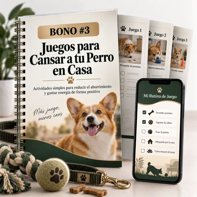 Mockup de Juegos para cansar al perro en casa