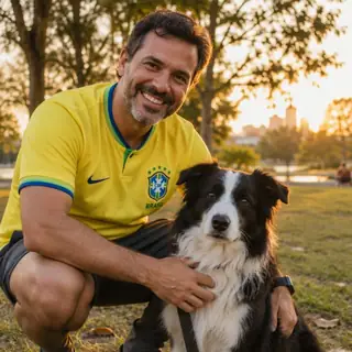 Rafael Souza con su perro